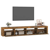 vidaXL Szafka pod TV z oświetleniem LED, przydymiony dąb, 240x35x40 cm