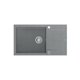 EVAN 136 XL GraniteQ zlewozmywak z syfonem Push To Open 1-komorowy z/o (860x500x210; kom. 420x490) silver stone / elementy stalowe