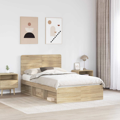 Ramka łóżka dąb Sonoma 120 x 200 cm Lite drewno sosnowe