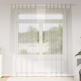 Firany Voile z zasłonami 2 pcs Kremowy 225 x 140 cm Poliester