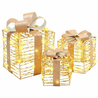 Pudełko Prezentowe 3 pcs Ciepła biel 20 x 20 x 20 cm PET