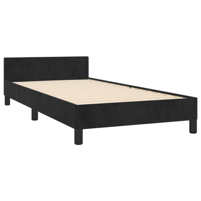 vidaXL Rama łóżka z zagłówkiem, czarna, 100x200 cm, aksamitna model standard