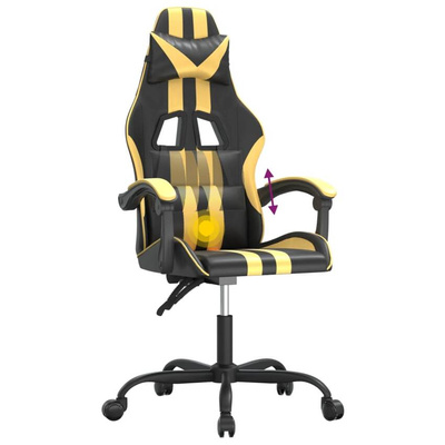 vidaXL Obrotowy fotel gamingowy, czarno-złoty, sztuczna skóra model standard