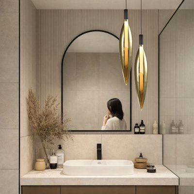 Lampa wisząca Nordic szklana tuba złota pojedyncza do salonu i sypialni
