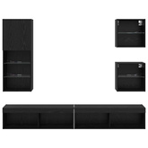 Jednostki TV na ścianę z LED 5 szt. Czarny Dąb 100 x 30 x 30 cm