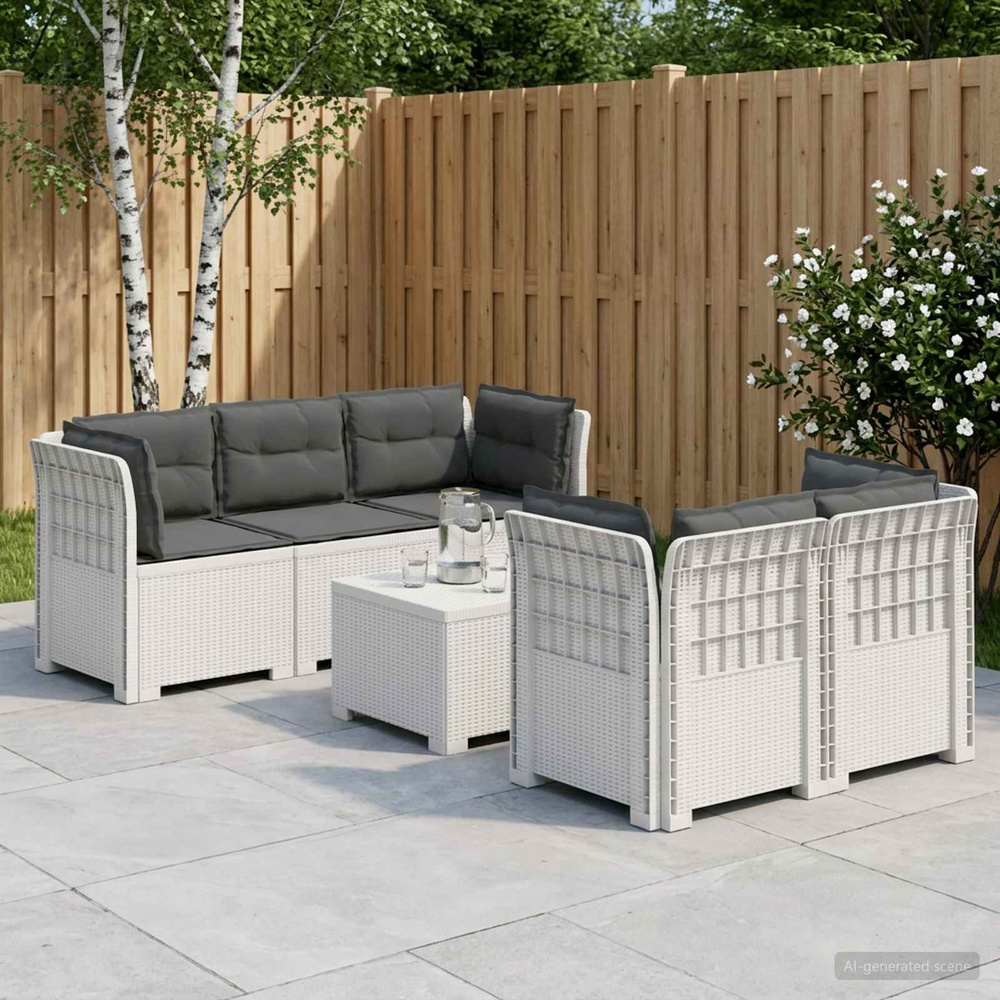 5-osobowa sofa ogrodowa z poduszkami w stylu rattanowym PP