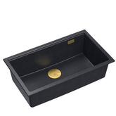 LOGAN 110 GraniteQ zlewozmywak black diamond 76x44x23,5 cm 1-komorowy podwieszany z syfonem manualnym złoty