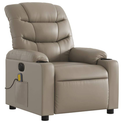 vidaXL Rozkładany fotel masujący, elektryczny, cappuccino, ekoskóra model standard