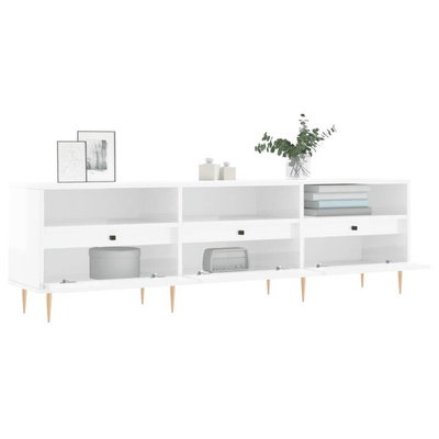 vidaXL Szafka pod TV, wysoki połysk, biała, 150x30x44,5 cm