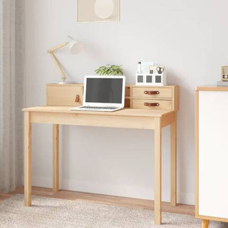 vidaXL Biurko, 110x50x93 cm, lite drewno sosnowe