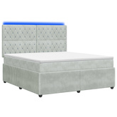Łóżko z box spring LED z materacem jasnoszary 140 x 190 cm