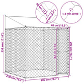 Klatka dla psa z dachem srebrny 200 x 200 x 258 cm Stal i PE