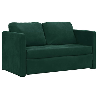 Sofa podłogowa 2-w-1, ciemnozielona, 122x204x55 cm, aksamit