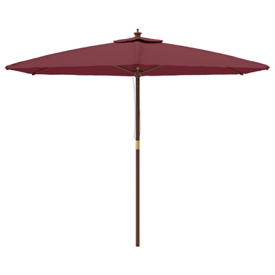 Parasol ogrodowy na drewnianym słupku, bordowy, 299x240 cm