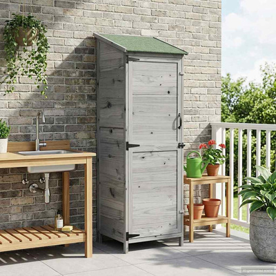 Shed ogrodowy Szary 59,5 x 56 x 176,5 cm Drewno Świerkowe
