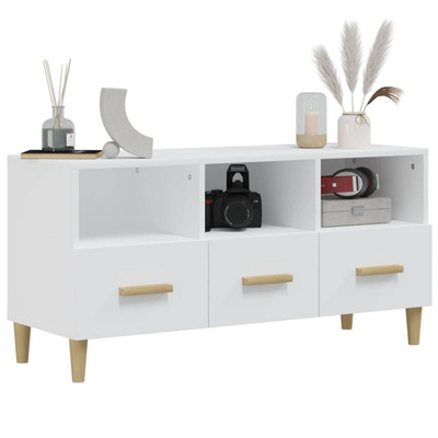 vidaXL Szafka pod TV, biała, wysoki połysk, 102x36x50 cm