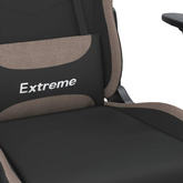 vidaXL Fotel gamingowy z podnóżkiem i masażem, czarno-taupe, tkanina