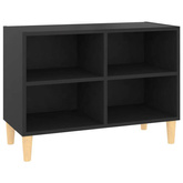 vidaXL Szafka pod TV z drewnianymi nóżkami, czarna, 69,5x30x50 cm