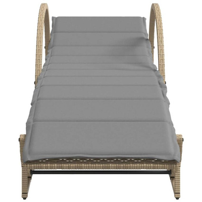 vidaXL Leżaki ze stolikiem, 2 szt., beżowe, polirattan model standard