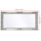 vidaXL Lustro ścienne w stylu barokowym, 100x50 cm, srebrne
