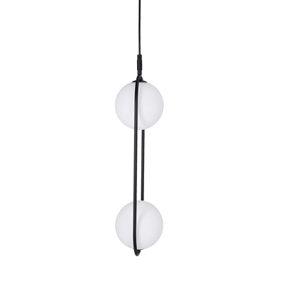 Lampa wisząca CORDEL elegancka - czarna z białymi kloszami kulkami - nowoczesne oświetlenie salonu 2x G9 LED