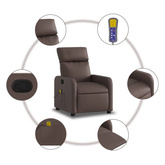 vidaXL Rozkładany fotel masujący, brązowy, obity sztuczną skórą wariant 7