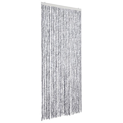 Zasłona przeciwko owadom, biało-szara, 100x230 cm, szenil