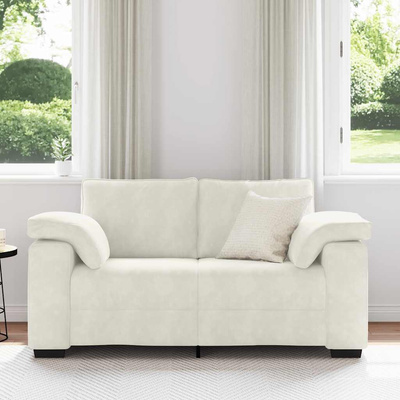 Sofa dwuosobowa, kremowa, 160x77x82 cm, aksamit