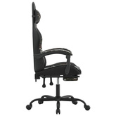 Obrotowy fotel gamingowy z podnóżkiem, czarny i moro vidaXL