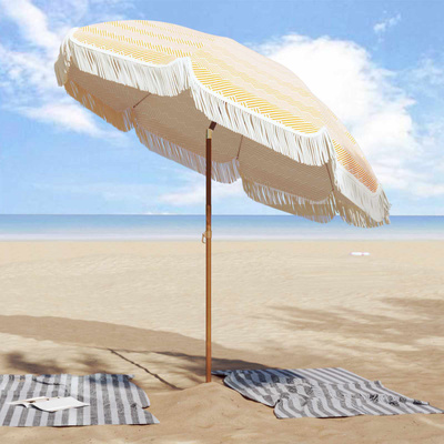 Parasol plażowy Żółty i Biały 205 x 205 x 210 cm