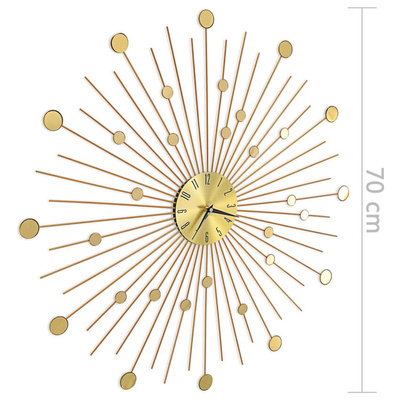 vidaXL Zegar ścienny, metal, 70 cm, złoty