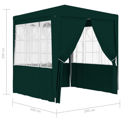 Namiot imprezowy ze ściankami, 2x2 m, zielony, 90 g/m?