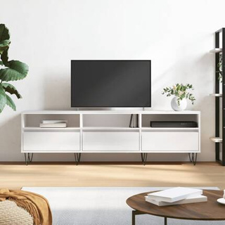 vidaXL Szafka pod TV, wysoki połysk, biała, 150x30x44,5 cm