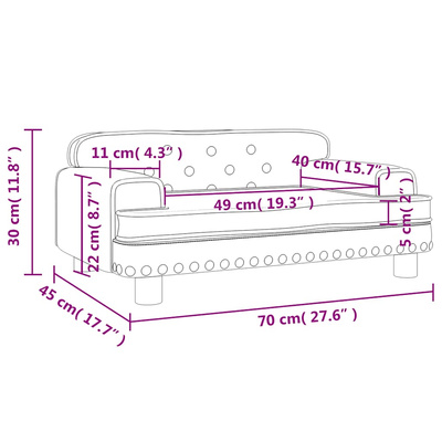 vidaXL Sofa dla dzieci, szara, 70x45x30 cm, sztuczna skóra