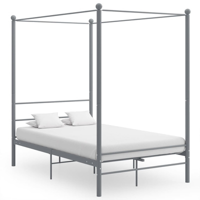 vidaXL Rama łóżka z baldachimem, szara, metalowa, 120 x 200 cm model standard