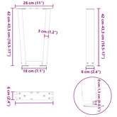 Nogi do stolika kawowego w kształcie litery V 2 szt. Czarne 28x(42-43,3) cm Stal