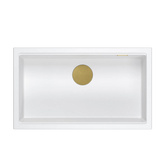 LOGAN 110 GraniteQ zlewozmywak snow white 76x44x23,5 cm 1-komorowy wpuszczany z syfonem manualnym złoty