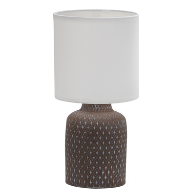 Lampka nocna Iner brązowa ceramiczna z abażurem klasyczna