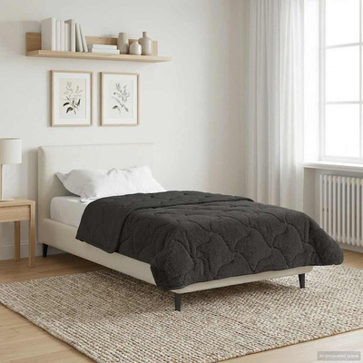 Zimowa Kołdra Antracyt 155 x 200 cm Mikrofibra i Fleece Teddy