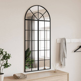 vidaXL Lustro ścienne, czarne, 60x130 cm, zakończone łukiem, żelazo