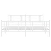Metalowa rama łóżka z wezgłowiem i zanóżkiem, biała, 200x200 cm