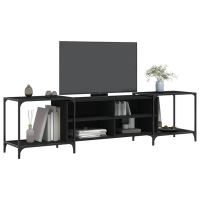 vidaXL Szafka pod TV, czarna, 203x37x50 cm, materiał drewnopochodny
