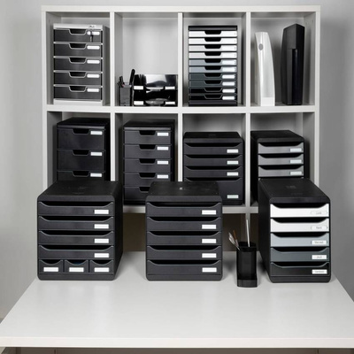 Exacompta Organizer na biurko Store-Box z 7 szufladami, czarny, połysk