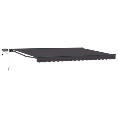Ręczny ramowy zewnętrzny markizowy z LED Antracyt 5 × 3,5 m