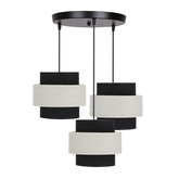 Lampa wisząca z abażurami Benta czarna potrójna tkaninowy abażur do salonu