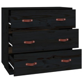 vidaXL Komoda, czarna, 80x40x75 cm, lite drewno sosnowe