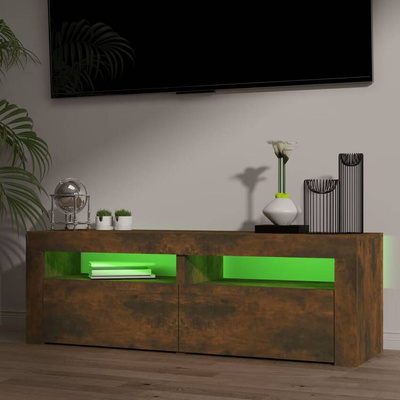 vidaXL Szafka pod TV z oświetleniem LED, przydymiony dąb, 120x35x40 cm