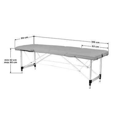 Stół składany do masażu aluminiowy komfort Activ Fizjo 3 segmentowy szary 130791