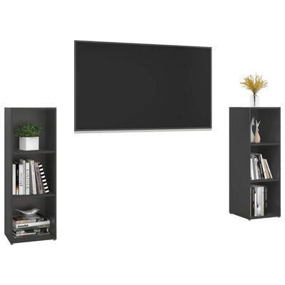 vidaXL Szafki telewizyjne, 2 szt., szare, 107x35x37 cm, płyta wiórowa