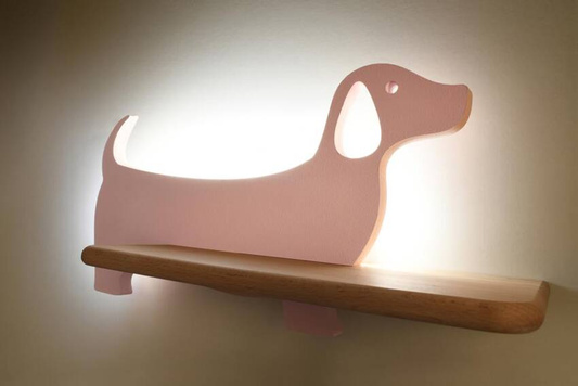 Lampa kinkiet półeczka LED różowy piesek Dog 21-00989